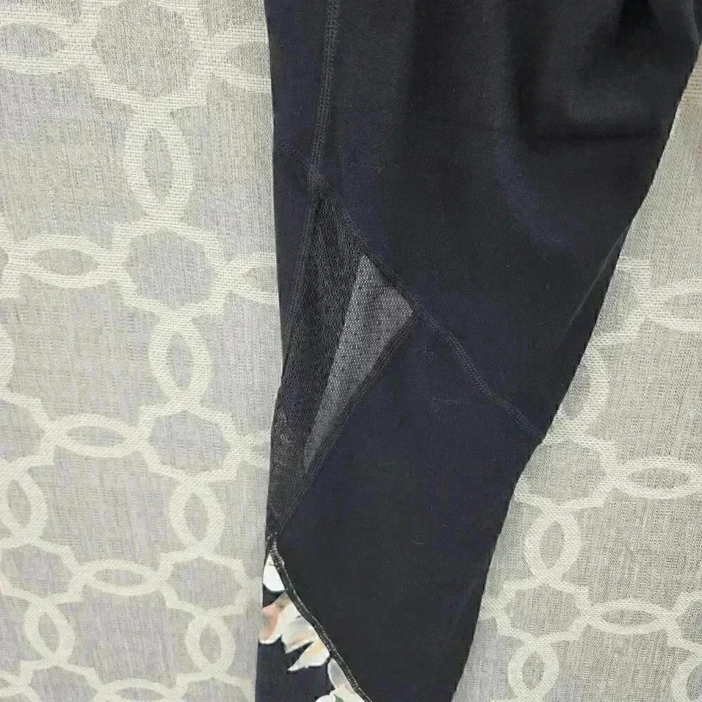Athleta Floral Mesh Black Cropped Leggins Women's S - Picture 5 of 10